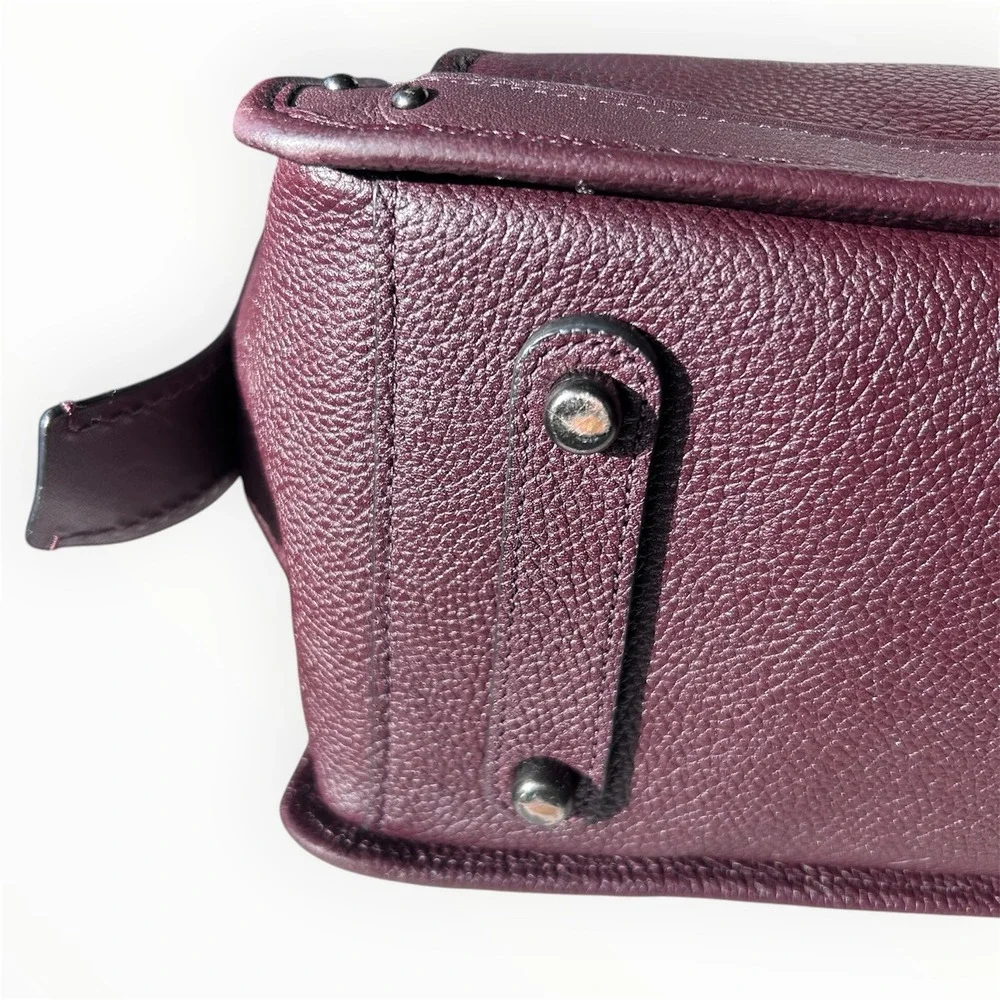Coach Dreamer 36 Satchel Oxblood Burgundy Pebbled Leather Handbag Gunmetal Large